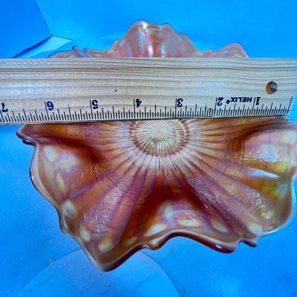 Fenton Carnival Glass Marigold Sunburst Bowl Ruffled Edge Iridescent Vtg READ - Picture 5 of 7